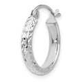 Single 14K White Gold Diamond-cut 2.5x15mm Hollow Hoop Earring