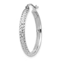 Single 14K White Gold Diamond-cut 2.5x25mm Hollow Hoop Earring
