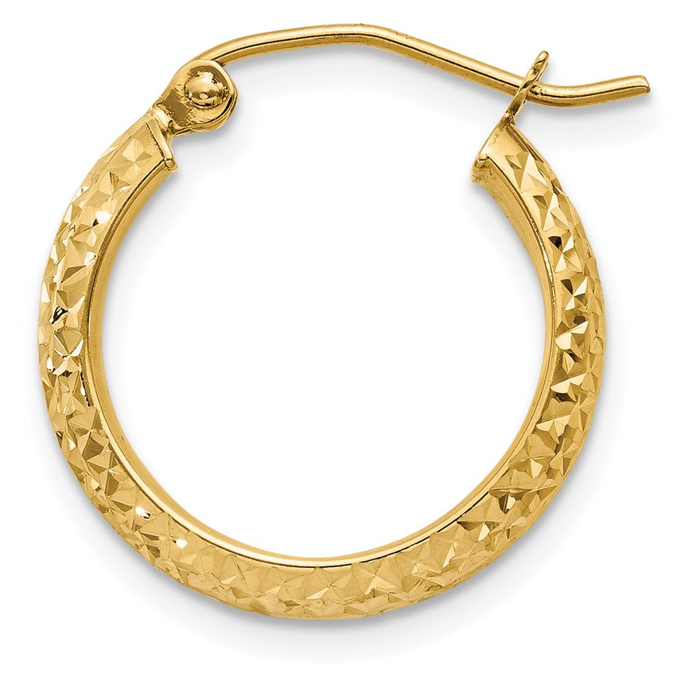 Single 14K Diamond-cut 3.5x17mm Hollow Hoop Earring
