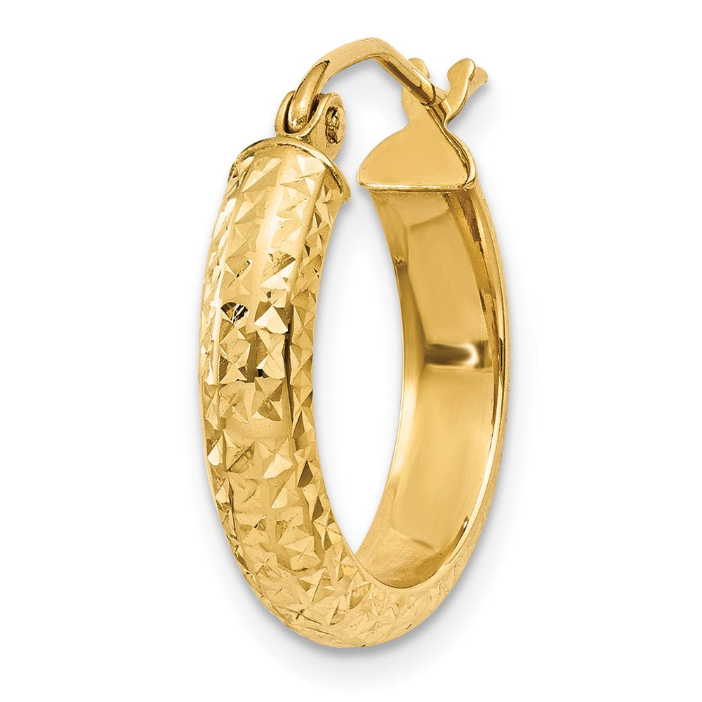 Single 14K Diamond-cut 3.5x17mm Hollow Hoop Earring
