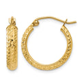 14K Diamond-cut 3.5x17mm Hollow Hoop Earrings