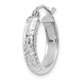 Single 14K White Gold Diamond-cut 3.5x17mm Hollow Hoop Earring