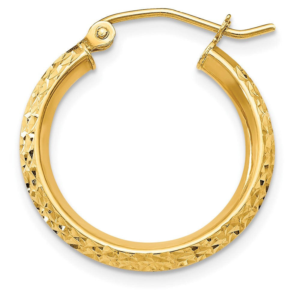 Single 14K Knife Edge Diamond-cut 2.5x20mm Hollow Hoop Earring