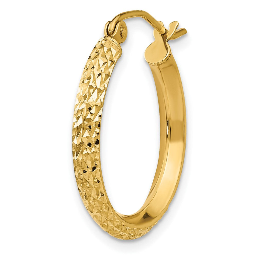 Single 14K Knife Edge Diamond-cut 2.5x20mm Hollow Hoop Earring