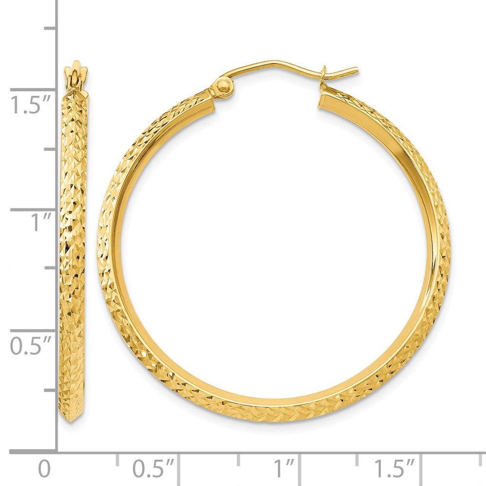 14K Knife Edge Diamond-cut Hollow Hoop Earrings