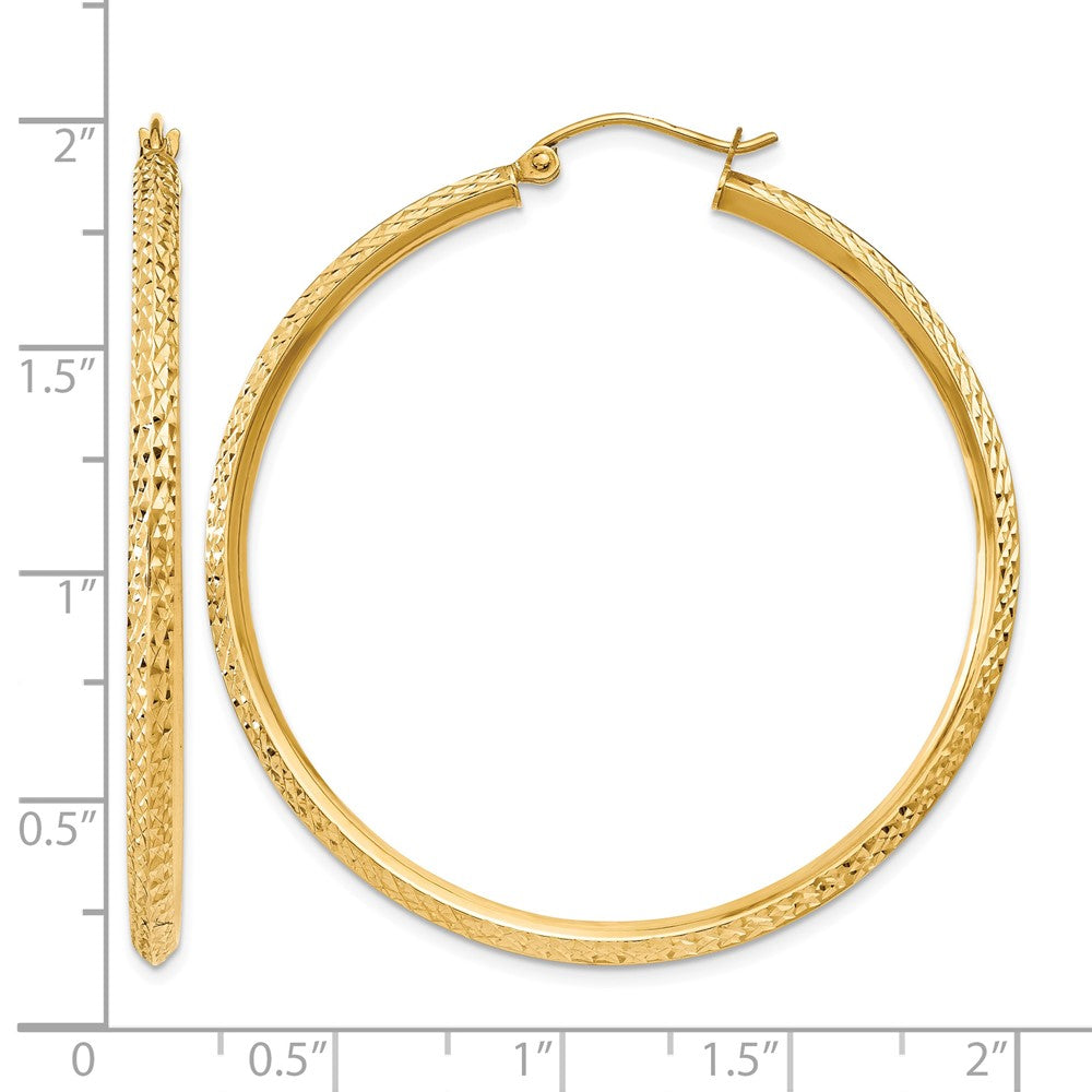 14K Knife Edge Diamond-cut Hollow Hoop Earrings