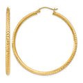 14K Knife Edge Diamond-cut Hollow Hoop Earrings