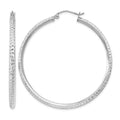 14K WG Knife Edge Diamond-cut Hollow Hoop Earrings