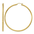 14K Knife Edge Diamond-cut Hollow Hoop Earrings