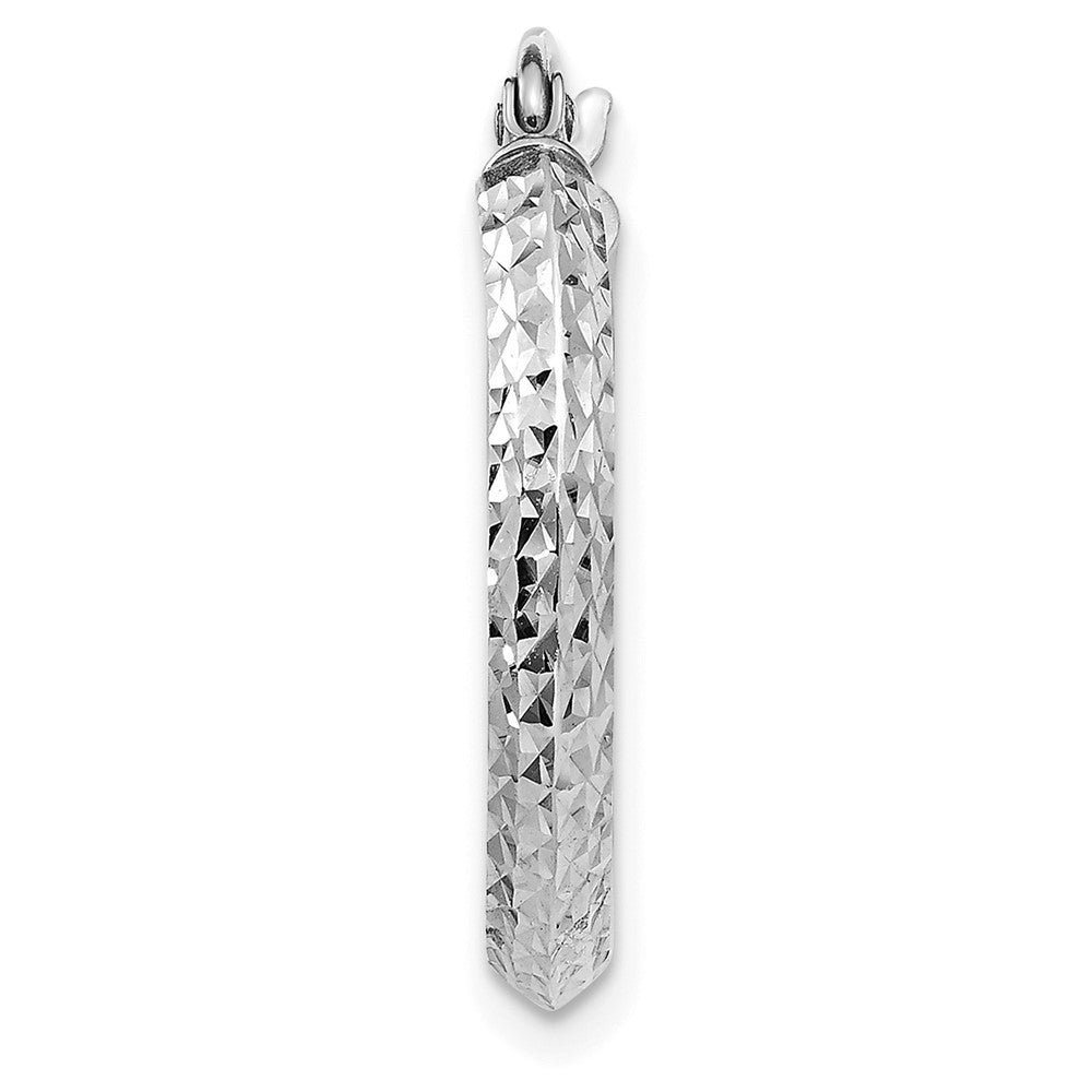 Single 14K White Gold Knife Edge Diamond-cut 2.5x20mm Hoop Earring