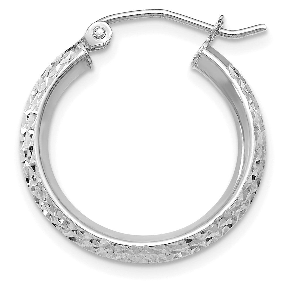 Single 14K White Gold Knife Edge Diamond-cut 2.5x20mm Hoop Earring