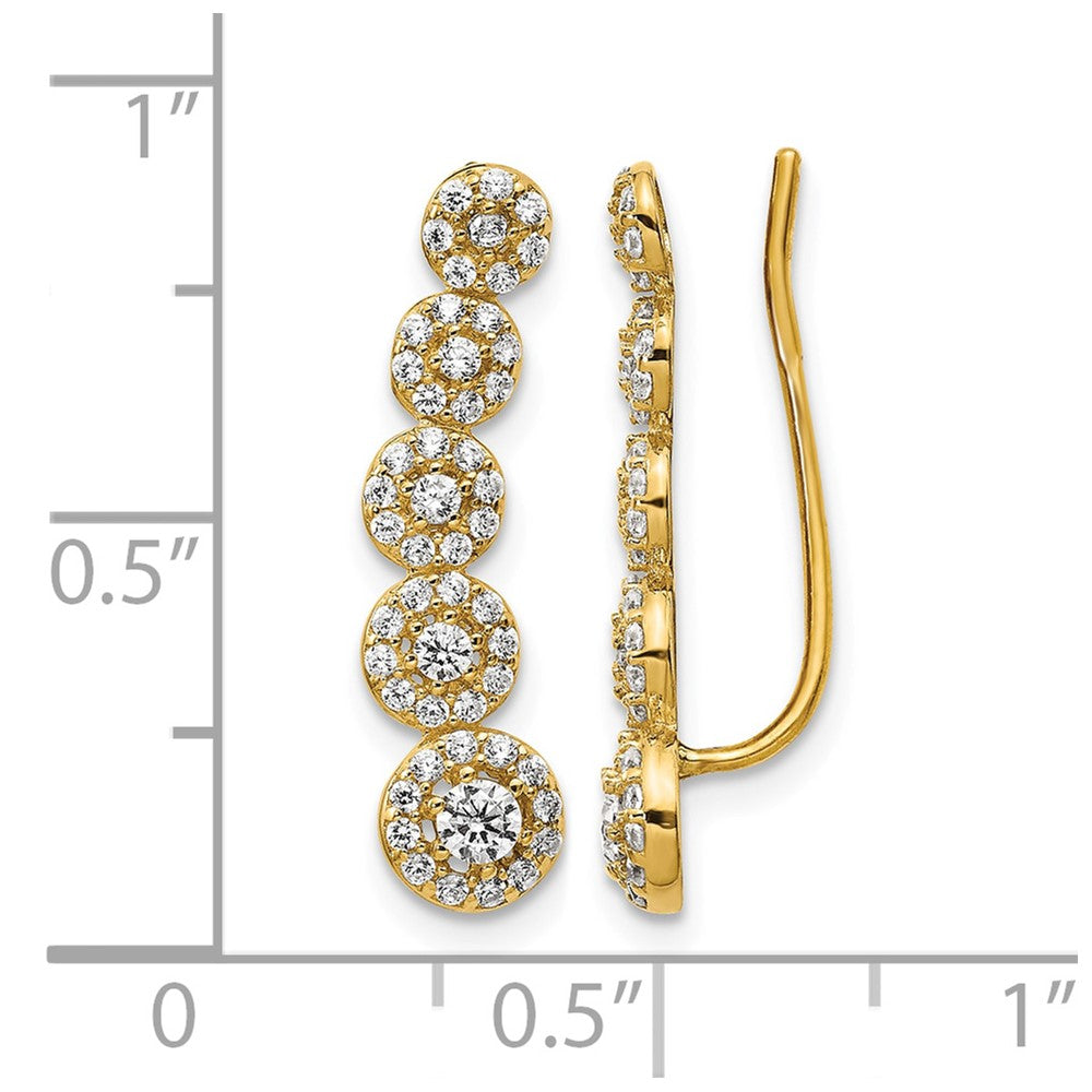 14k CZ Circles Polished Ear Climber Earrings