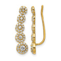 14k CZ Circles Polished Ear Climber Earrings