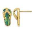 14k Polished w/Created Blue Opal Flip Flop Post Earrings