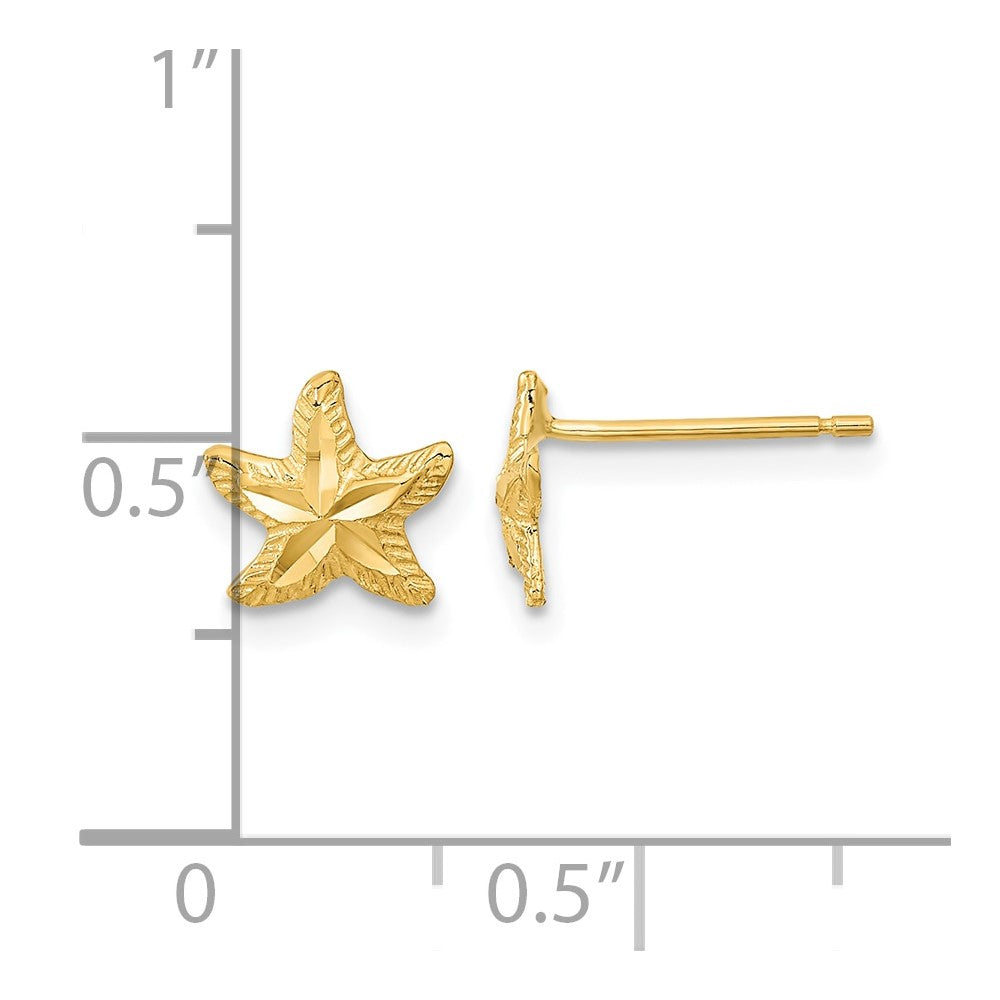 14k Polished Diamond-cut Starfish Post Earrings