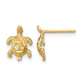14k Polished Diamond-cut Sea Turtle Post Earrings