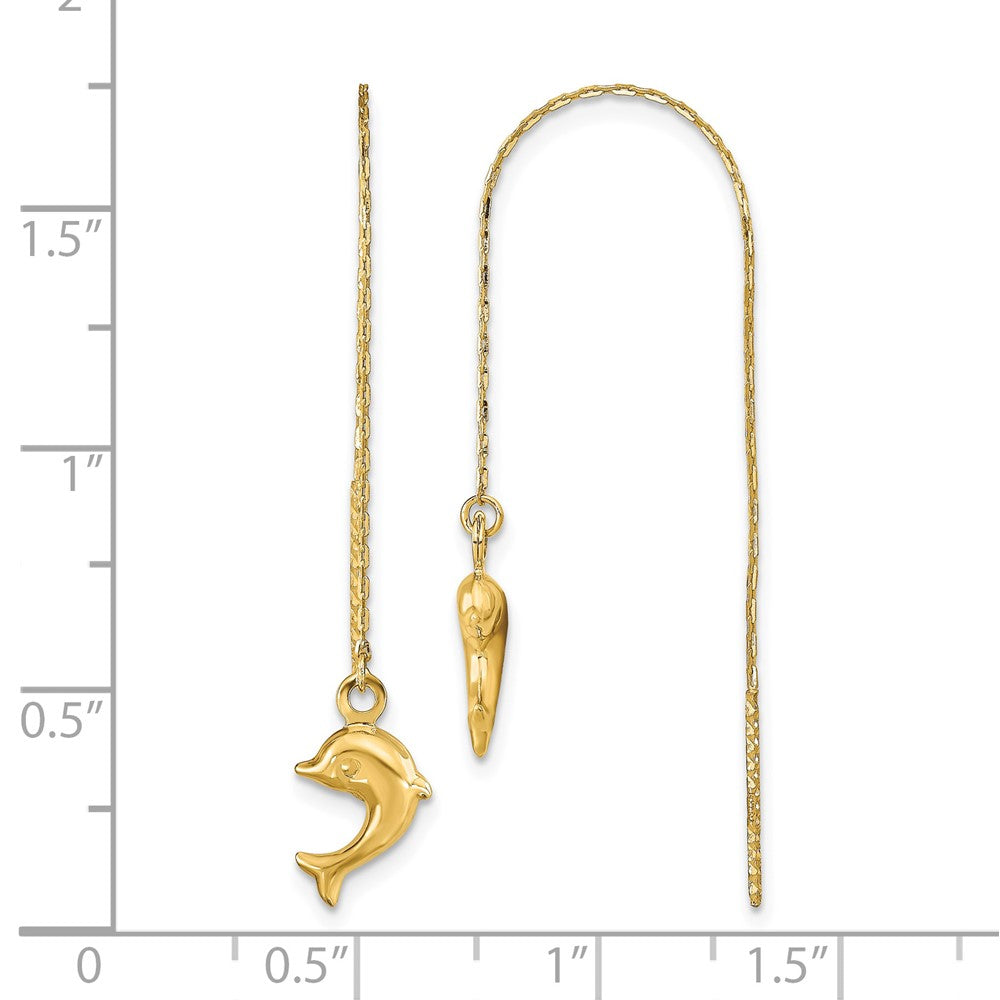 14k Polished Dolphins Threader Earrings