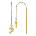14k Polished Dolphins Threader Earrings