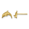 14k Satin Diamond-cut Dolphin Post Earrings