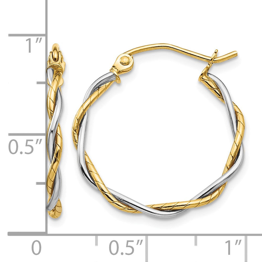 14k Two-tone Polished1.8mm Twisted Hoop Earrings
