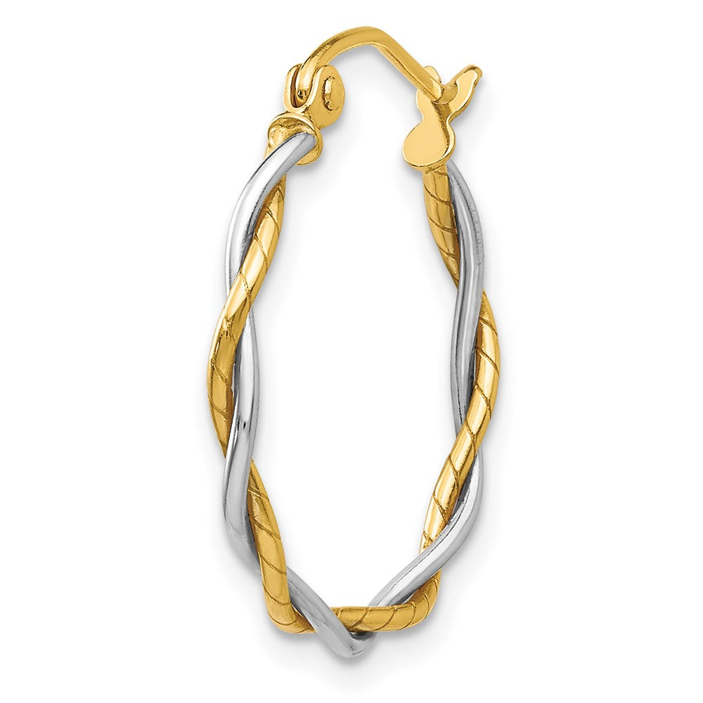 Single 14k Two-tone Polished1.8mm Twisted Hoop Earring