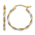 14k Two-tone Polished1.8mm Twisted Hoop Earrings
