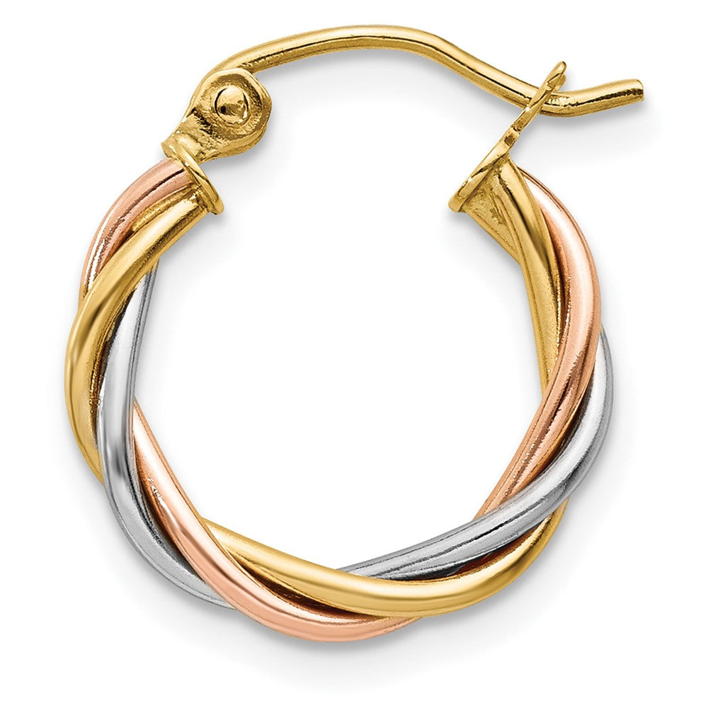 Single 14k Tri-color Polished 2.5mm Twisted Hoop Earring