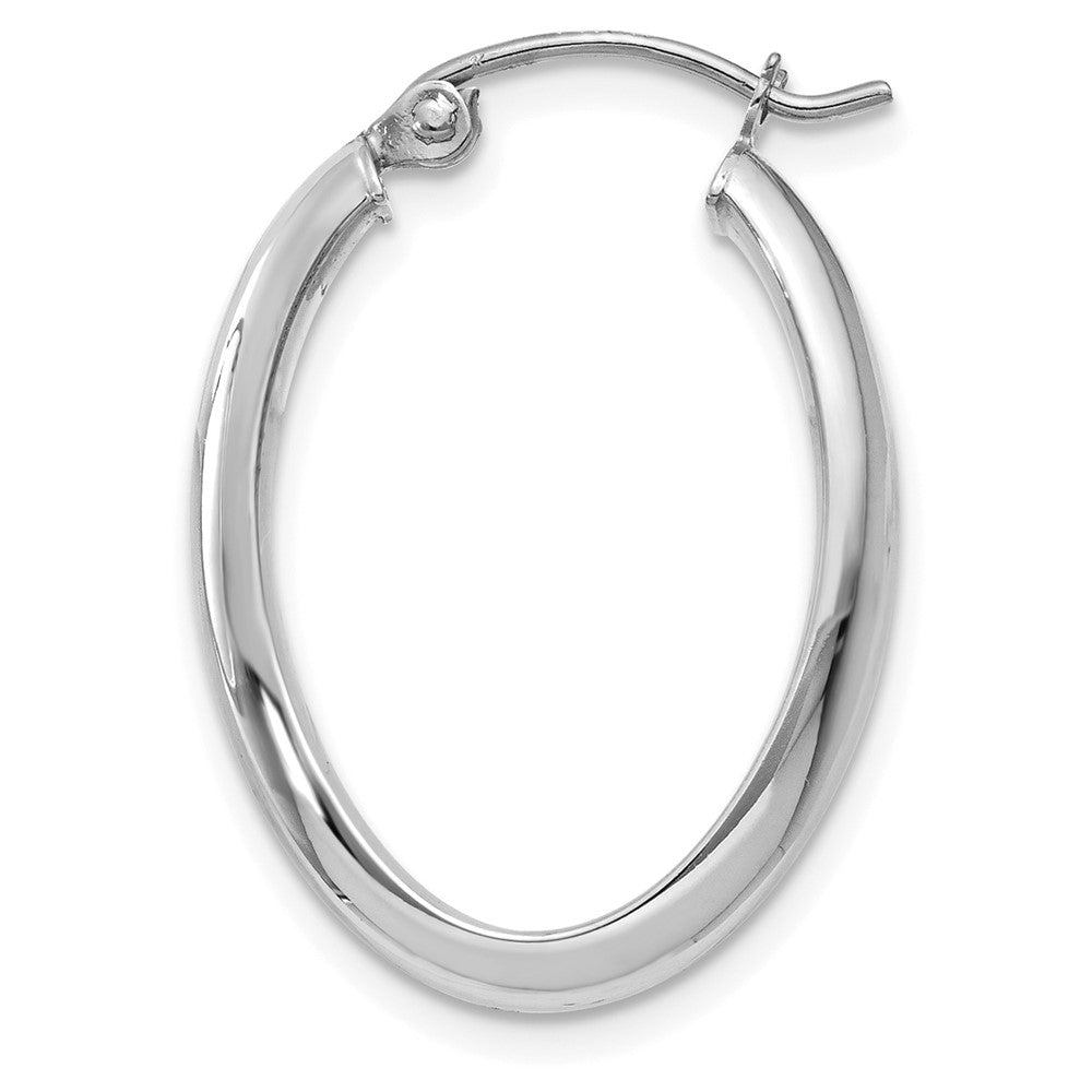 Single 14k White Gold Polished 3.5mm Oval Hoop Earring