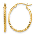 14k Lightweight Diamond-cut Oval Hoop Earrings