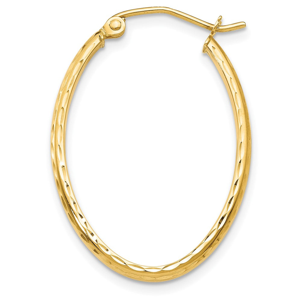 Single 14k Lightweight Diamond-cut Oval Hoop Earring