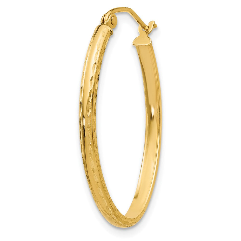 Single 14k Lightweight Diamond-cut Oval Hoop Earring
