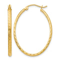 14k Lightweight Diamond-cut Oval Hoop Earrings