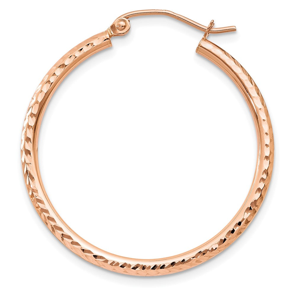 Single 14k Rose Gold Diamond-cut Polished Hoop Earring