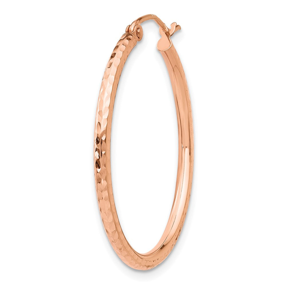 Single 14k Rose Gold Diamond-cut Polished Hoop Earring