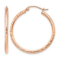 14k Rose Gold Diamond-cut Polished Hoop Earrings