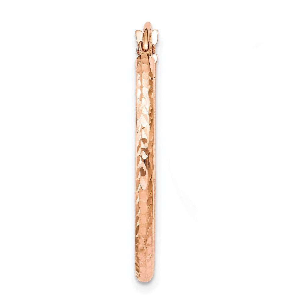 Single 14k Rose Gold Diamond-cut Polished Hoop Earring