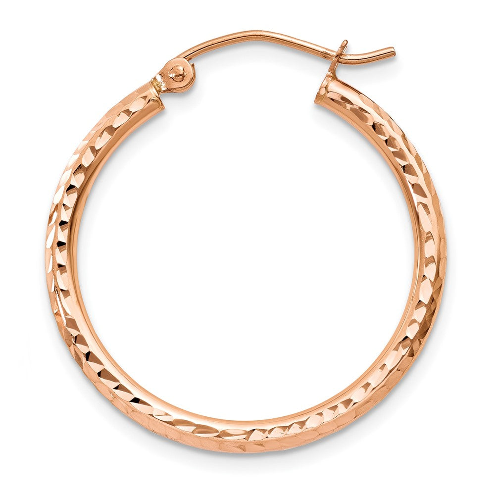 Single 14k Rose Gold Diamond-cut Polished Hoop Earring