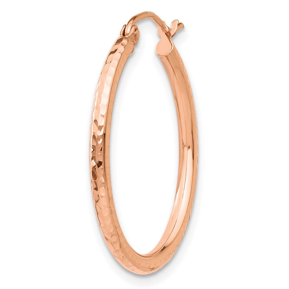 Single 14k Rose Gold Diamond-cut Polished Hoop Earring