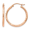 14k Rose Gold Diamond-cut Polished Hoop Earrings