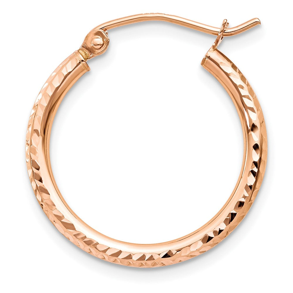 Single 14k Rose Gold Diamond-cut Polished Hoop Earring