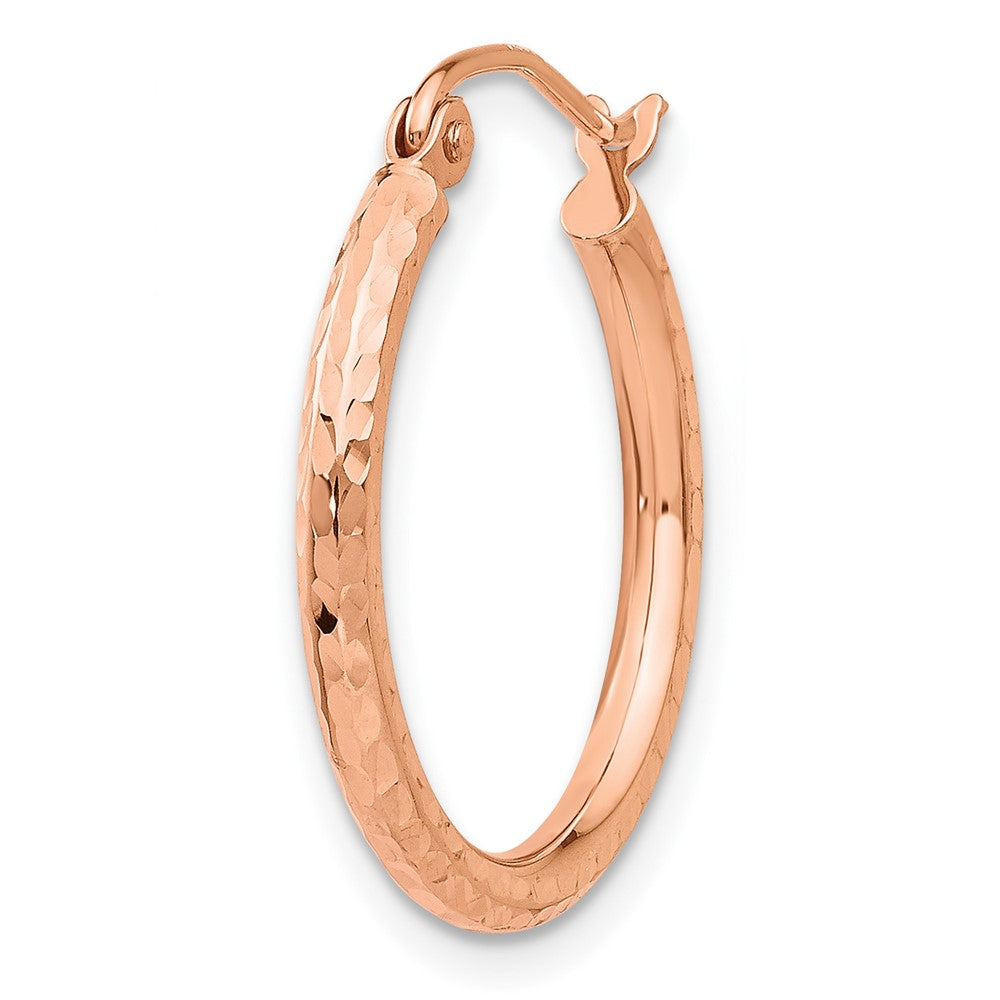 Single 14k Rose Gold Diamond-cut Polished Hoop Earring