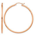 14k Rose Gold Polished 2mm Lightweight Tube Hoop Earrings