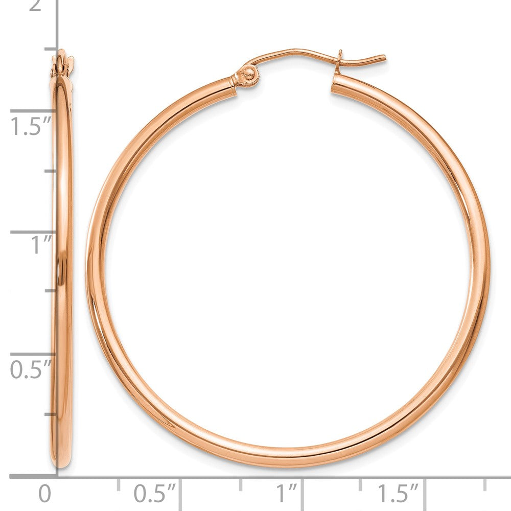 14k Rose Gold Polished 2mm Lightweight Tube Hoop Earrings