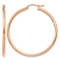 14k Rose Gold Polished 2mm Lightweight Tube Hoop Earrings