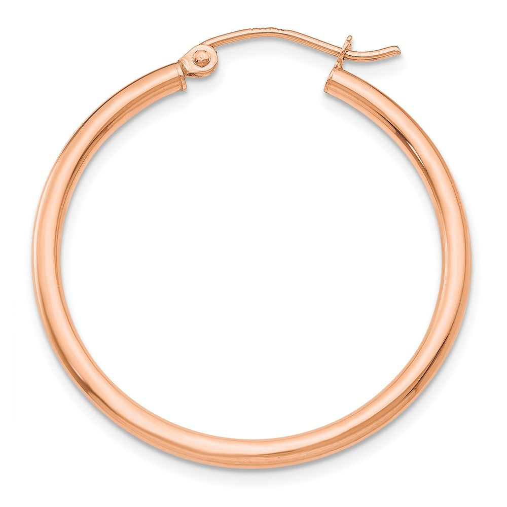 Single 14k Rose Gold Polished 2mm Lightweight Tube Hoop Earring