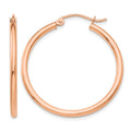 14k Rose Gold Polished 2mm Lightweight Tube Hoop Earrings