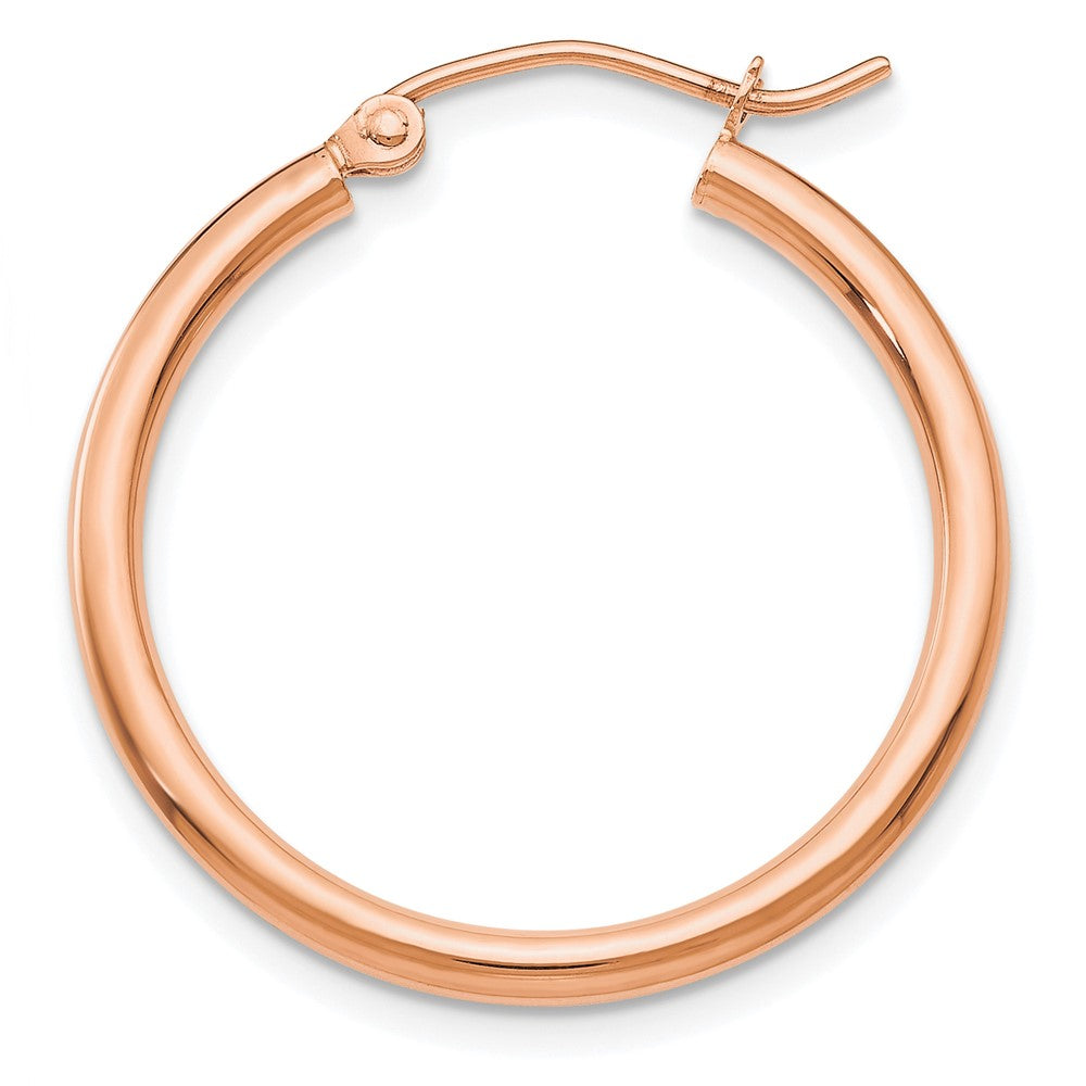 Single 14k Rose Gold Polished 2mm Lightweight Tube Hoop Earring