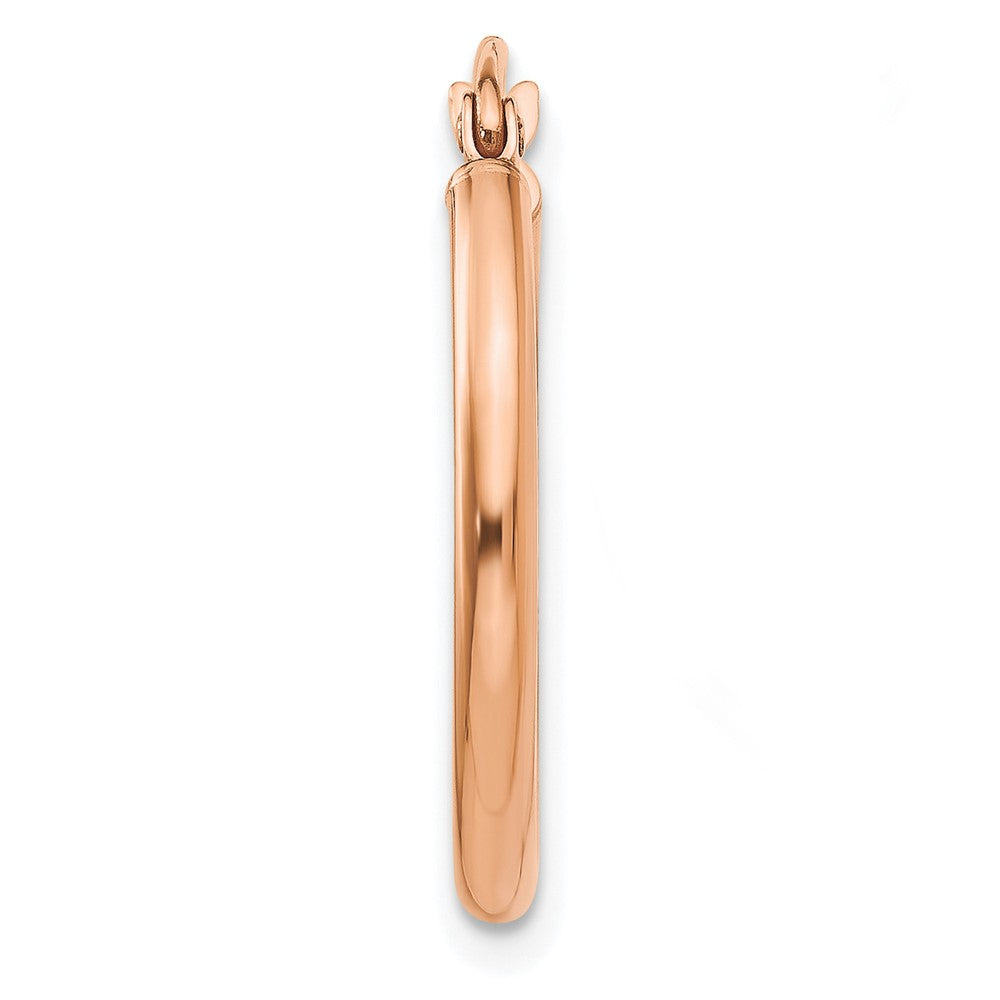 Single 14k Rose Gold Polished 2mm Lightweight Tube Hoop Earring