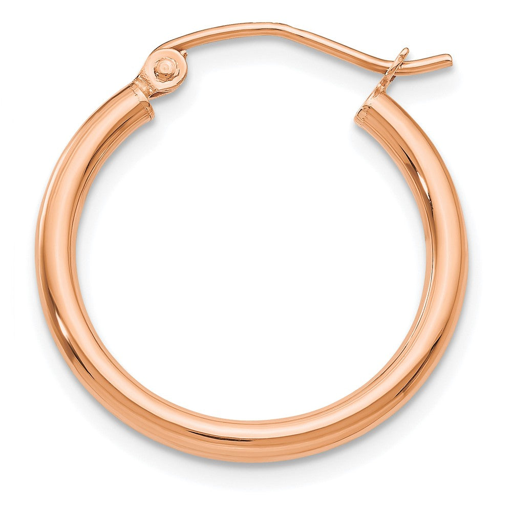 Single 14k Rose Gold Polished 2mm Lightweight Tube Hoop Earring