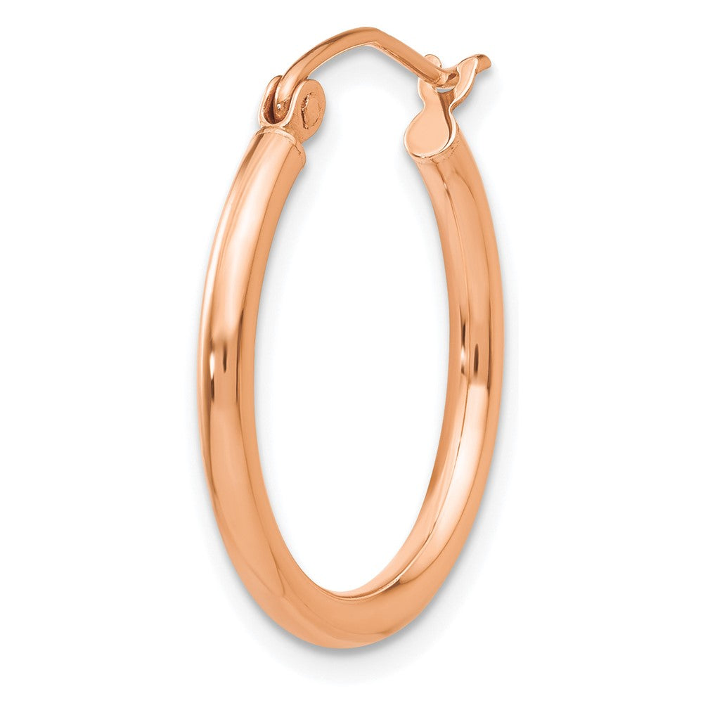 Single 14k Rose Gold Polished 2mm Lightweight Tube Hoop Earring